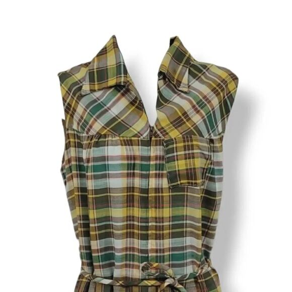 Vintage 60's Handmade Tartan Plaid House Dress Frock Modern Size 10/12 - Picture 3 of 7